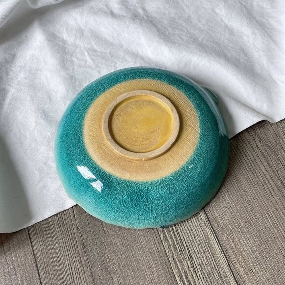 Handcrafted Green Crackle Glaze Ceramic Bowl - Picture 3 of 3